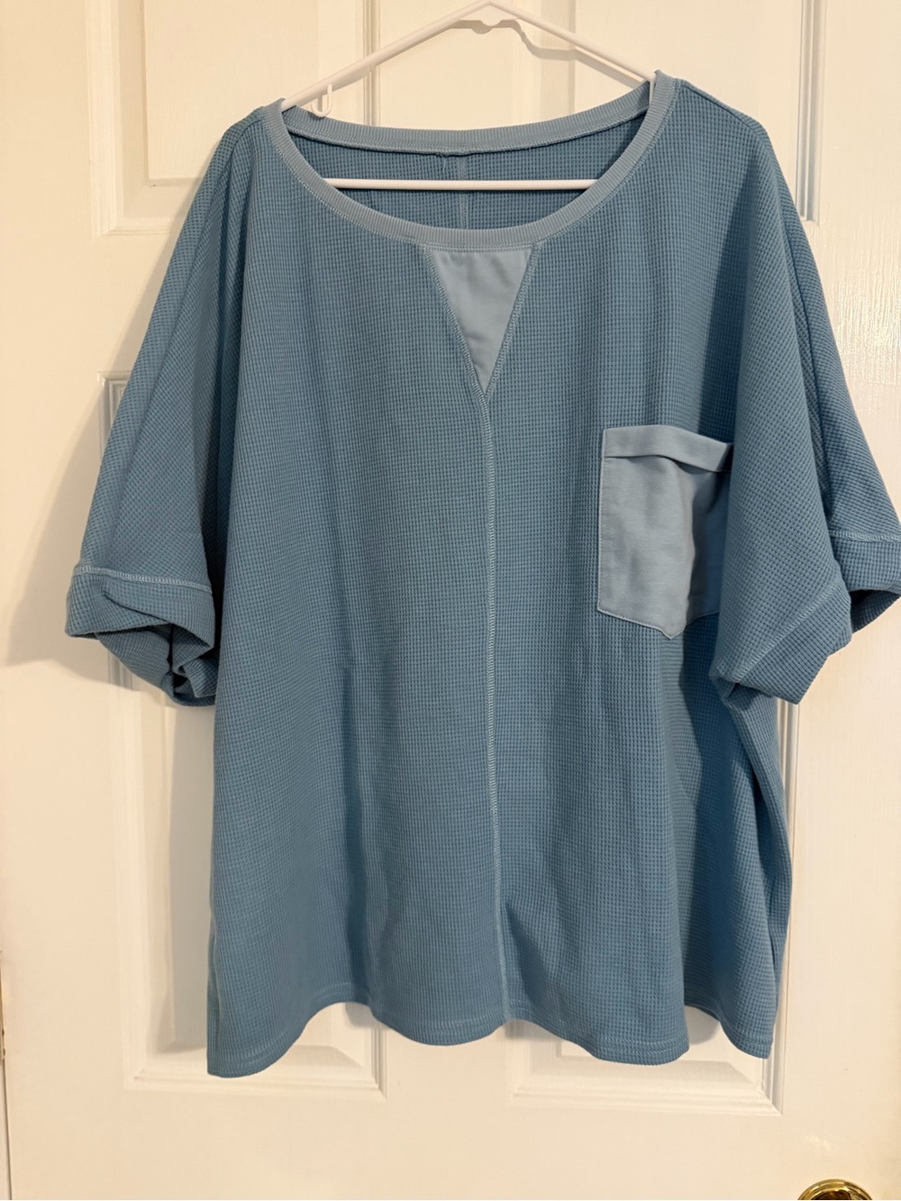 Light Blue Waffle Knit Short Sleeve set